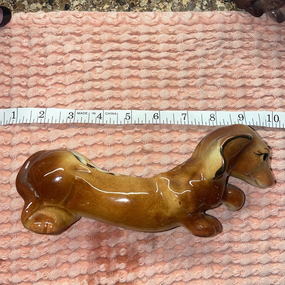 Ceramic Brown Dachshund wiener dog 1940s 1950s planter Figurine - Picture 3 of 4